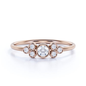 7 Stone Bezel Set Round Shape Diamond Stacking Ring in Rose Gold