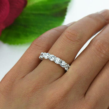 2 Carat Full Eternity Wedding Band in White Gold over Sterling Silver