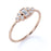 Artdeco Bezel Set Emerald and Round Cut Diamond Stacking Ring in Rose Gold