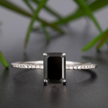 Dazzling 1.25 Carat Black Diamond Cut Black Diamond and Diamond Engagement Ring in White Gold