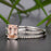 Unique 1.50 Carat Emerald Cut Peach Morganite and Diamond Wedding Ring Set in 10k White Gold  for Women