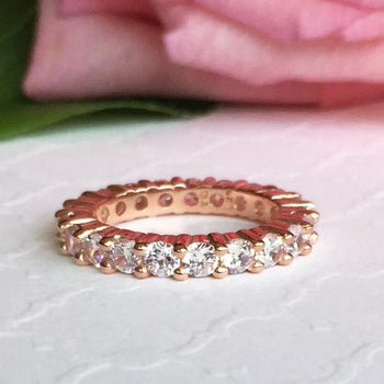 2 Carat Full Eternity Wedding Band in Rose Gold over Sterling Silver