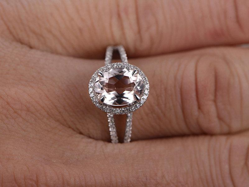 Perfect 1.50 Carat Morganite and Diamond Wedding Bridal Ring in Rose Gold