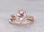Art Deco 1.50 Carat Cushion Cut Morganite and Diamond Bridal Ring Set in Rose Gold