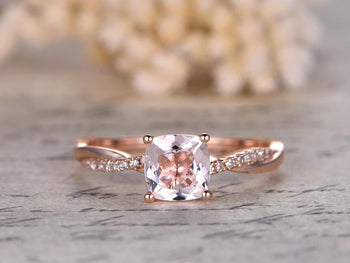 Infinity Design Forever 1.25 Carat Cushion Cut Morganite and Diamond Engagement Ring in Rose Gold