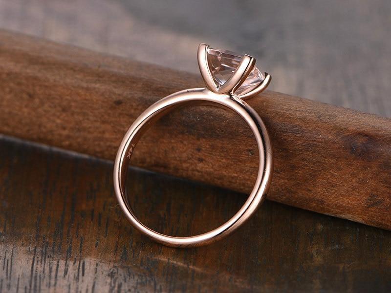 1 Carat Princess Cut Solitaire Morganite Engagement Ring in Rose Gold