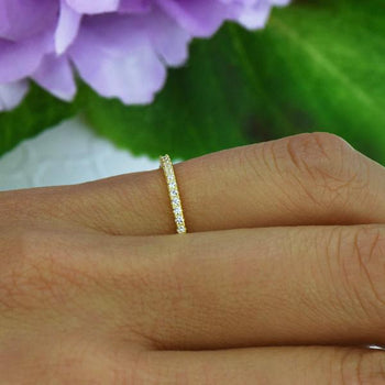 Beautiful 0.25 Half Eternity Wedding Band in Yellow Gold over Sterling Silver