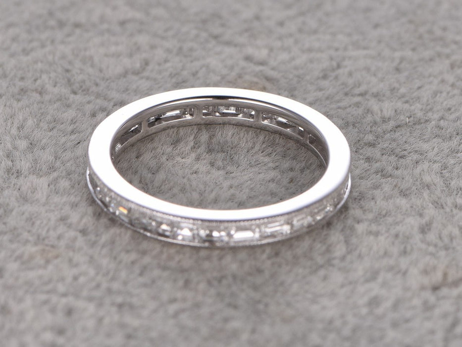 1 Carat baguette cut Diamond Wedding Ring Band for Women in White Gold