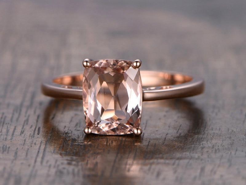 Perfect 1 Carat Emerald Cut Morganite Solitaire Engagement Ring in Rose Gold