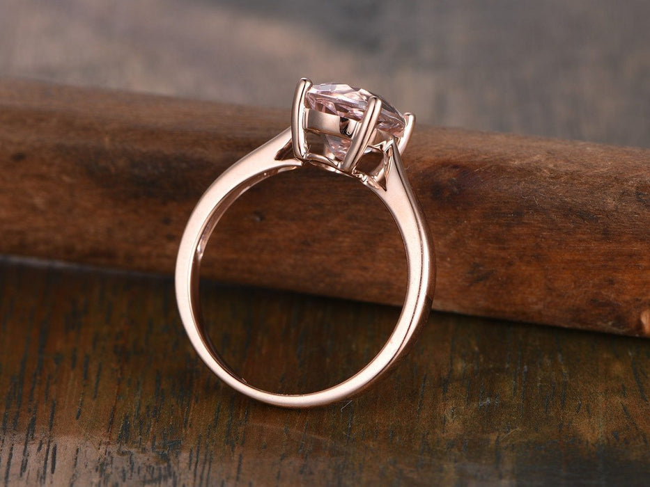 1 Carat Oval Cut Solitaire Engagement Ring with Morganite in Rose Gold
