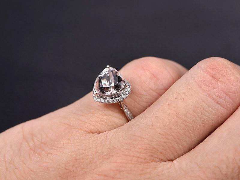 1.25 Carat Heart Shape Morganite and Diamond Halo Engagement Ring in White Gold