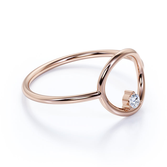Minimalist Diamond Solitaire Stacking Ring in Rose Gold