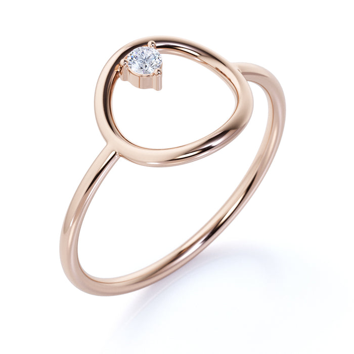 Minimalist Diamond Solitaire Stacking Ring in Rose Gold