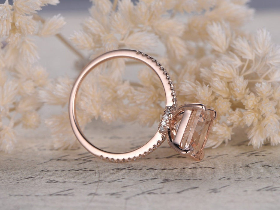 Perfect 1.25 Carat Princess Cut Morganite and Diamond Engagement Ring in Rose Gold