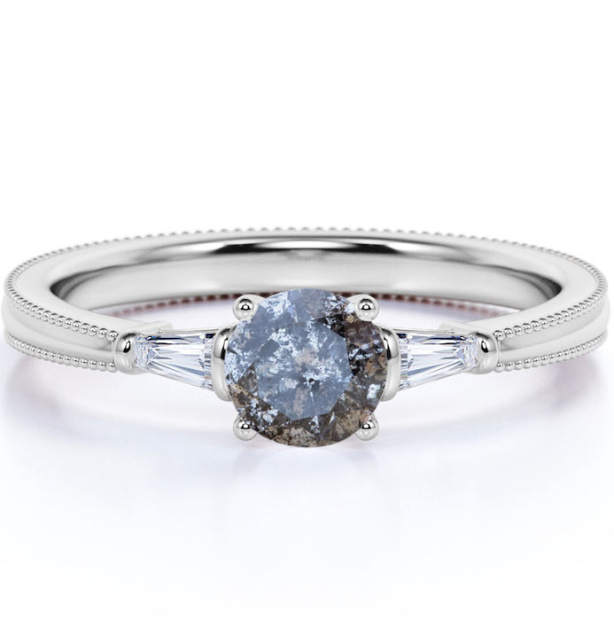 Buy Salt Pepper Diamond Ring, Hexagon Engagement Ring, Grey Galaxy Gemstone  Geometric Ring Online in India - Etsy