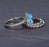2 Carat Oval Cut Aquamarine and Diamond Trio Wedding Ring Set with engagement ring and 2 wedding bands in White Gold