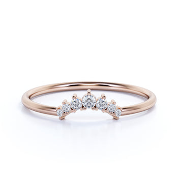 Delicately Curved Stacking Wedding Ring Band in Rose Gold