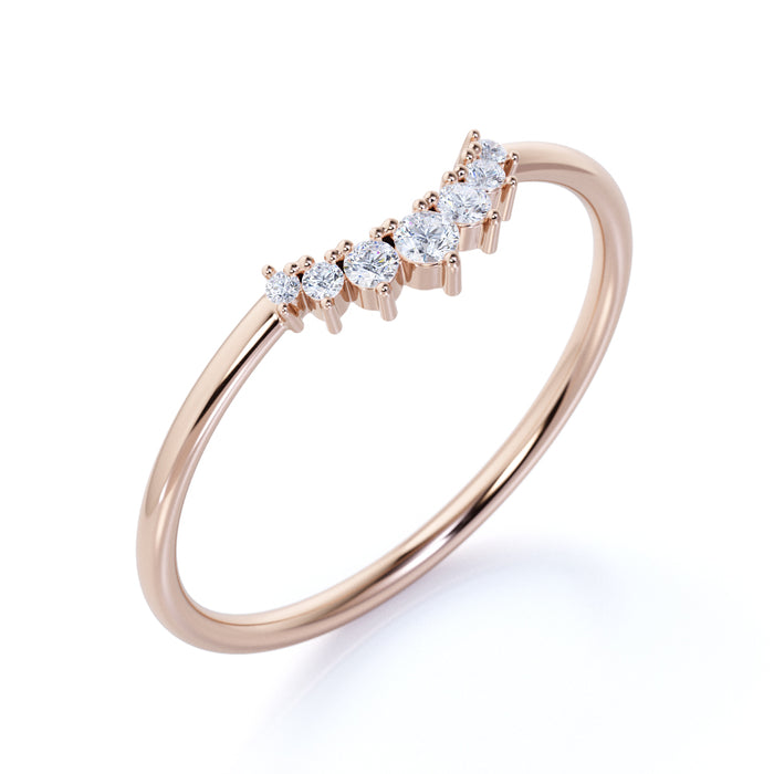 Delicately Curved Stacking Wedding Ring Band in Rose Gold