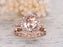 Art Deco 2 Carat Round Cut Morganite and Diamond Wedding Ring Set in Rose Gold