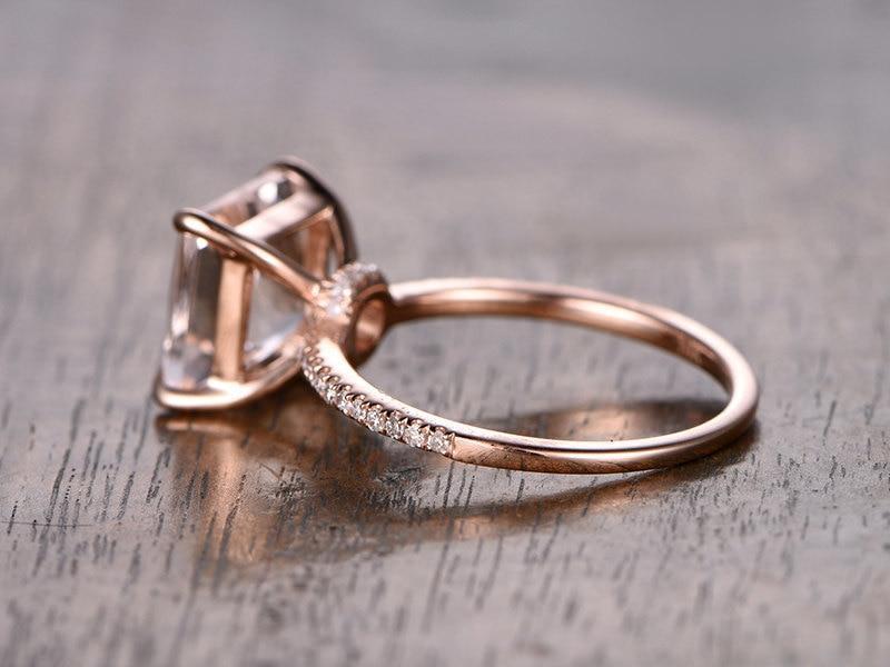 1.25 Carat Princess Cut Morganite and Diamond Engagement Ring in 9k Rose Gold