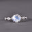 Four Prong 1.25 Carat Round Cut Blue Moonstone and Diamond Art Deco Engagement Ring in White Gold