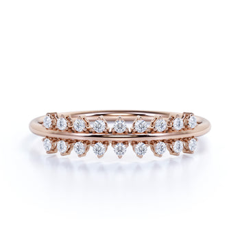 9 Stone Stacking Wedding Ring with Round Cut Diamonds in Rose Gold