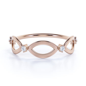 4 Stone Diamond Infinity Stacking Ring Band with Round Cut Diamonds in Rose Gold