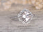 Unique 1.25 Carat Cushion Cut Morganite and Diamond Engagement Ring White Gold