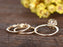 2 Carat Round Cut Moissanite and Diamond Halo Trio Wedding Ring Set in Yellow Gold