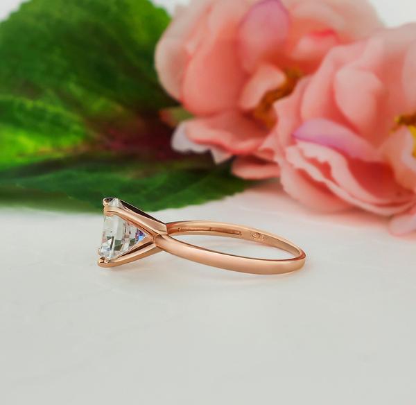 2 Carat Round Cut Four Prongs Solitaire Engagement Ring in Rose Gold over Sterling Silver
