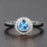 Antique design 1.25 Carat Round cut Aquamarine and Diamond Halo Engagement Ring in White Gold