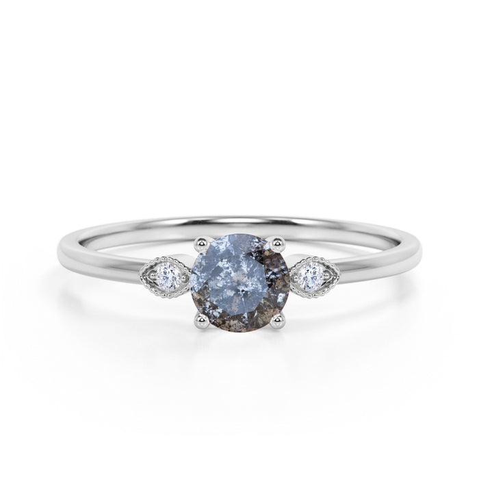 Salt & pepper engagement ring with black diamond accents | Unique diamond  engagement rings, Square cut diamond ring, Classic diamond ring