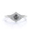 0.60 Carat Round Cut Natural Salt and Pepper Diamond Floral Style Engagement Ring in White Gold