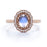 1.50 Carat Antique Oval Blue Moonstone & Diamond Vintage Engagement Ring in Rose Gold