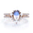 Antique 1.50 Carat Real Oval Blue Moonstone, Pearl & Diamond Wedding Ring Set in Rose Gold