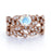 1.34 Carat Vintage Round Rainbow Moonstone & Diamond Flower Wedding Ring Set in Rose Gold