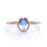 Antique Artdeco .75 Oval Blue Moonstone & Diamond Halo Engagement Ring in Rose Gold
