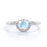 Antique Artdeco .75 Round Rainbow Moonstone & Diamond Halo Engagement Ring in Rose Gold