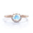 Antique Artdeco .75 Round Rainbow Moonstone & Diamond Halo Engagement Ring in Rose Gold