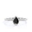 Simple 1 Carat Bezel Set Pear Cut Black Diamond Solitaire Engagement Ring in White Gold
