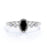 1.5 Carat Oval Cut Black Diamond and White Diamond Accents Milgrain 5 Stone Engagement Ring in White Gold