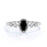1.5 Carat Oval Cut Black Diamond and White Diamond Accents Milgrain 5 Stone Engagement Ring in White Gold