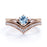 Vintage .83 Carat Round Cut Aquamarine & Pave Diamond Chevron Wedding Ring Set in White Gold