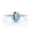 Simple .75 Carat Oval Aquamarine & Diamond Vintage Semi Halo Engagement Ring in White Gold
