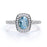 Art Deco 1.5 Carat Bezel Set Oval Aquamarine & Diamond Halo Engagement Ring in White Gold