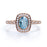 Art Deco 1.5 Carat Bezel Set Oval Aquamarine & Diamond Halo Engagement Ring in White Gold