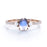 Antique .95 Carat Oval Blue Moonstone, Pearl & Diamond 3 Stone Wedding Ring in Rose Gold