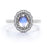 1.50 Carat Antique Oval Blue Moonstone & Diamond Vintage Engagement Ring in Rose Gold