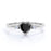1.50 Carat Vintage Heart Shaped Black Diamond and White Diamond Milgrain 3 Stone Engagement Ring in White Gold