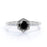 1.50 Carat Basket Set Round Black Diamond and Pave White Diamond Halo Engagement Ring in White Gold